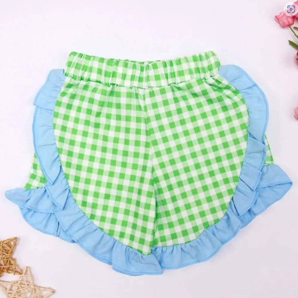Boutique Farm Tractor Cow Girls Ruffle Shorts Outfit Set